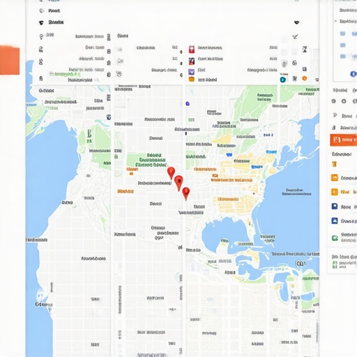 Screenshot of map with annotations showing schema, reviews, and NAP data