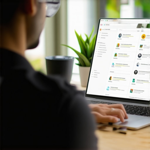 Digital marketer reviewing local SEO audit results on a laptop