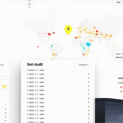 SEO audit report on a computer screen showing map listing issues