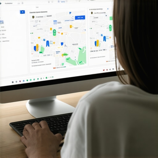 Person analyzing local SEO maps performance with analytics tools.