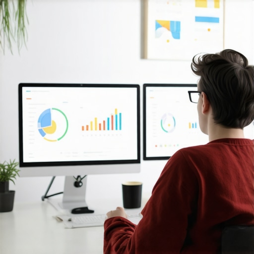 Business owner reviewing local SEO analytics on a laptop with performance charts