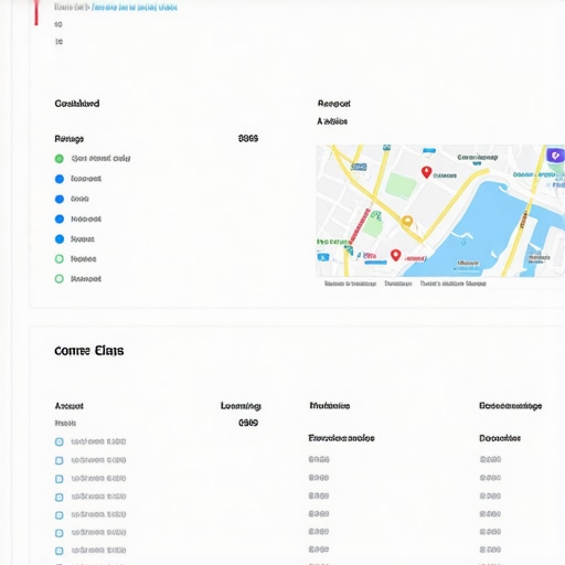 A computer screen displaying local SEO audit metrics and map performance data.