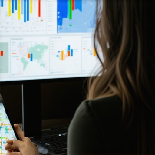 Analyzing Local SEO Performance A person analyzing a dashboard showing local search rankings and SEO metrics.