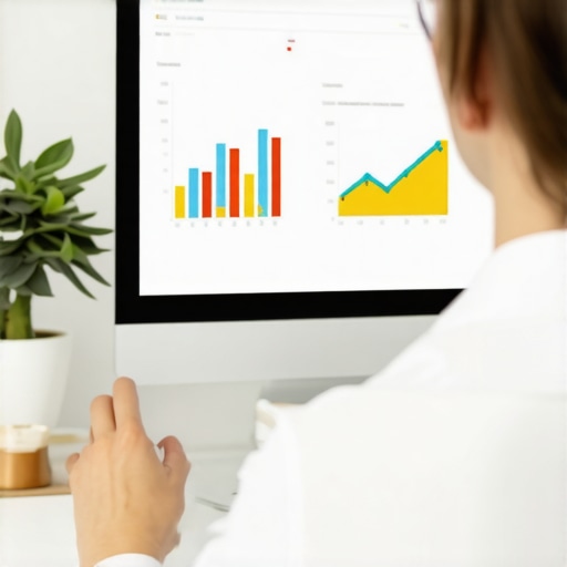 Analyzing Local SEO Metrics With Advanced Tools Person working on local SEO analysis using specialized audit tools in an office setting