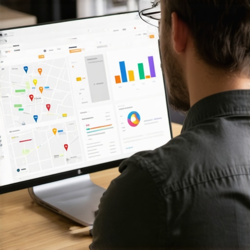 Audit for Better Map Rankings Business owner analyzing local SEO performance data on a computer screen.