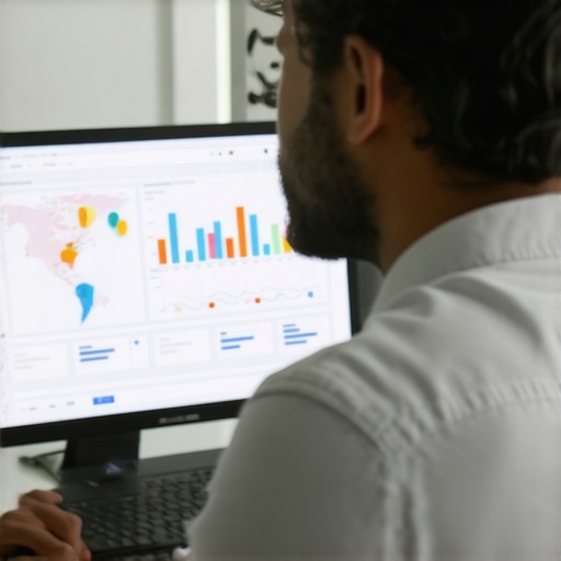 Person analyzing maps performance and SEO data on a screen