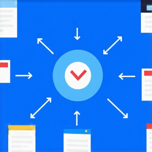 Illustration of a person conducting a local SEO audit using various tools and checklists