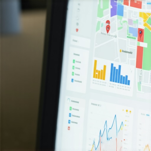 Person analyzing local SEO dashboard on a tablet, emphasizing map performance metrics