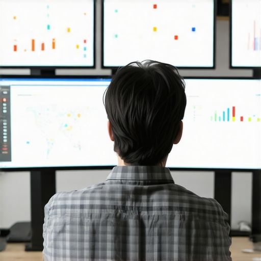 A person reviewing local SEO metrics and maps on screens.