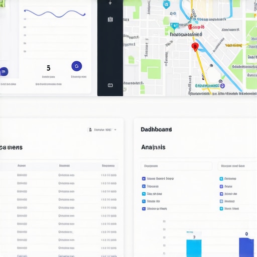Screenshot of local SEO auditing dashboard with maps and analytics