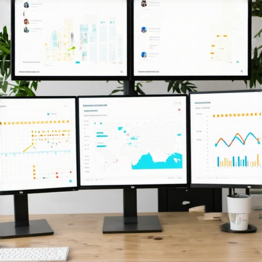 Desk setup with screens displaying local SEO tools and maps