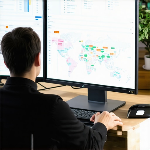 Expert analyzing SEO audit data on a computer screens