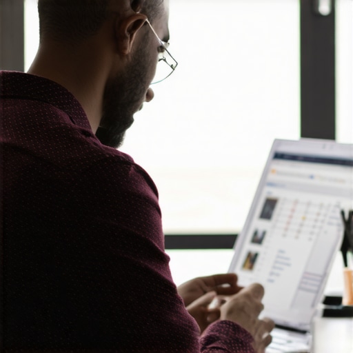 An expert using specialized software on a computer to monitor local SEO performance.